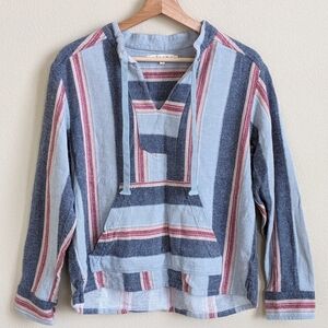 Xirena Popover Top Women S V Neck Striped Long Sleeve Cotton Boho Baja Travel